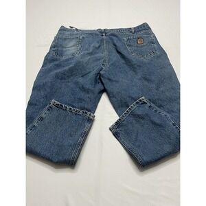 Carhartt Men's Blue Straight Jeans Distressed Work Wear 48x30